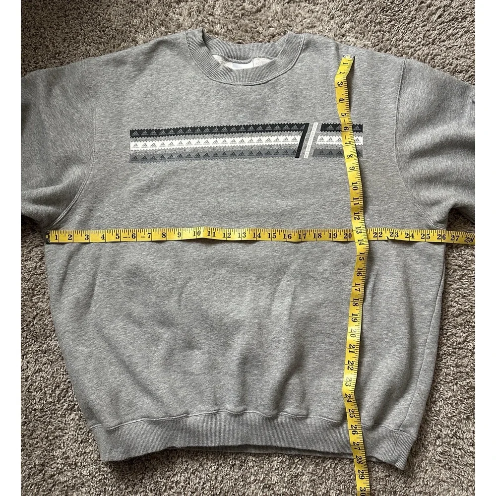 VTG Adidas Sweatshirt Mens Large Gray Crew Neck Three 3‎ Stripe